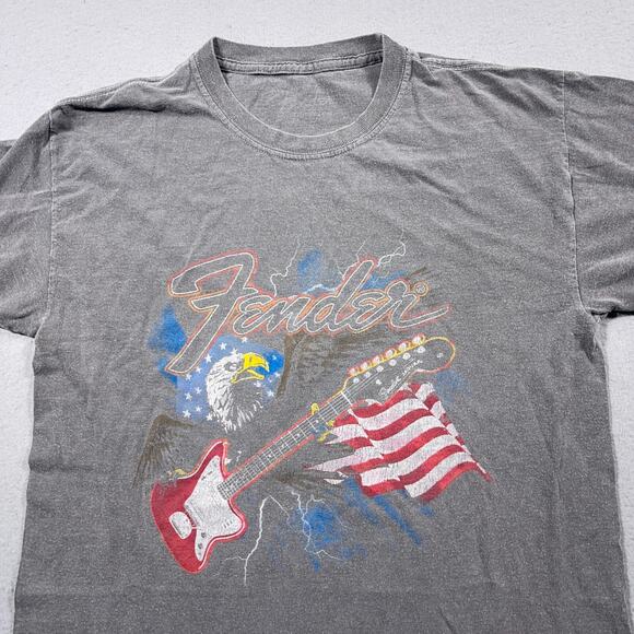 Fender‎ Shirt Men M USA Eagle Guitar American Flag Graphic Tee Rock Patriotic - Picture 2 of 8
